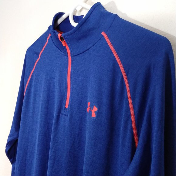 Under Armour Heat Gear Men's Tech 1/4 Zip Loose Fit Workout Shirt Blue Sz M - Picture 3 of 10